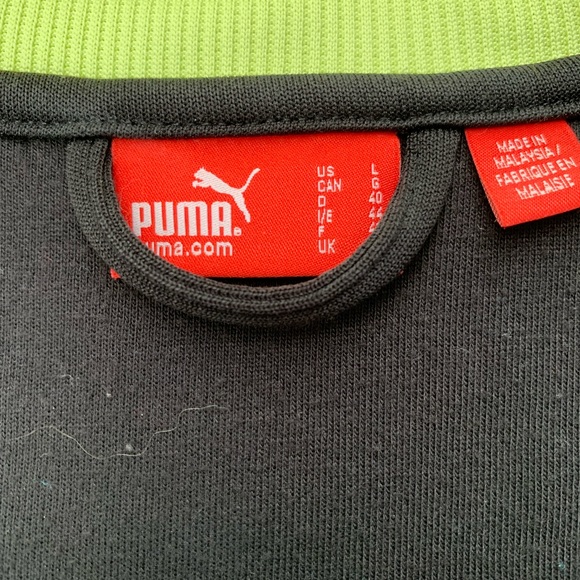 Women fitted Puma SHINY Black And Yellow Track Jacket  Sz L EUC !! - Picture 7 of 7